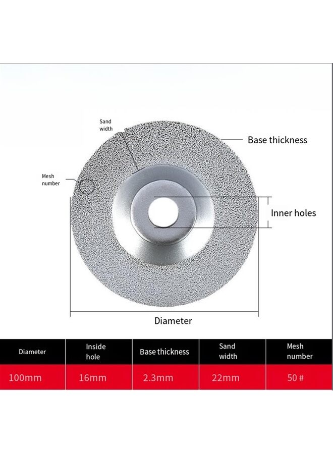 يُسلِّم قرص تجليخ ماسي محدب ملحوم بالتفريغ الهوائي، مناسب للجرانيت والرخام والحديد والفولاذ والبناء، يناسب محورًا بقطر 100 مم - Image 2